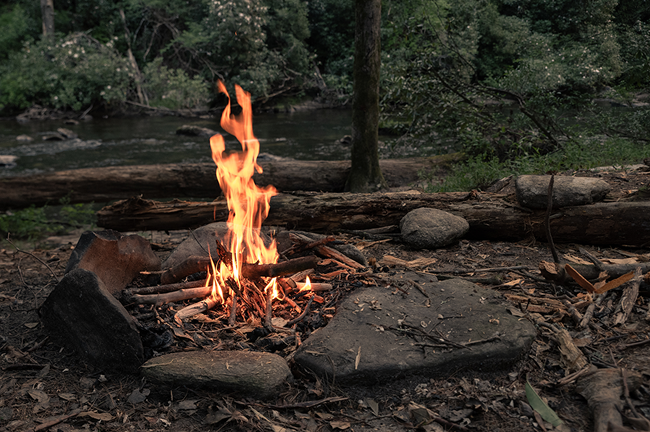 mall woodland fire in a protected squared off area for fire lighting classes