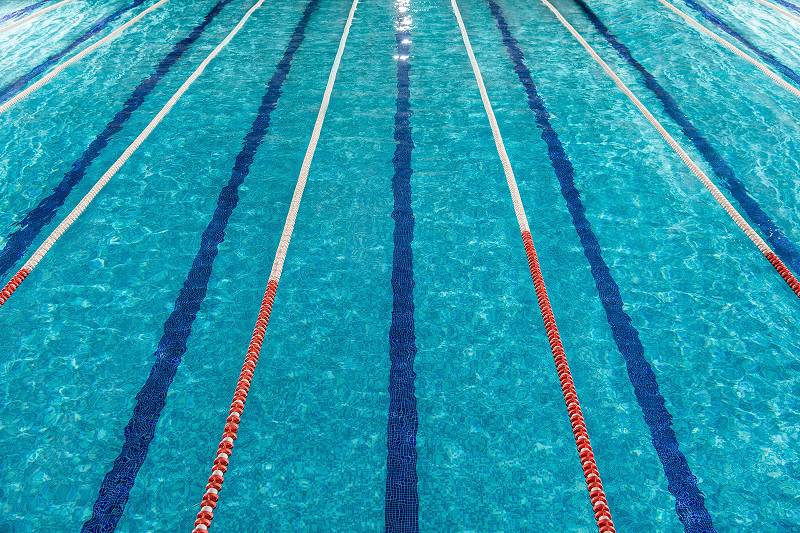 Top view of swimming pool lanes